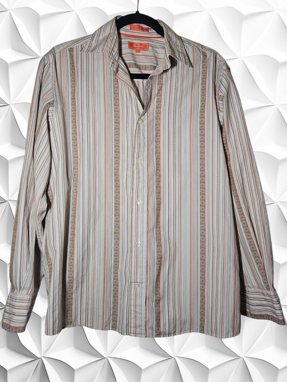 Faconnable Jeans French Striped Button Down Shirt Long Sleeve Cotton Men's S